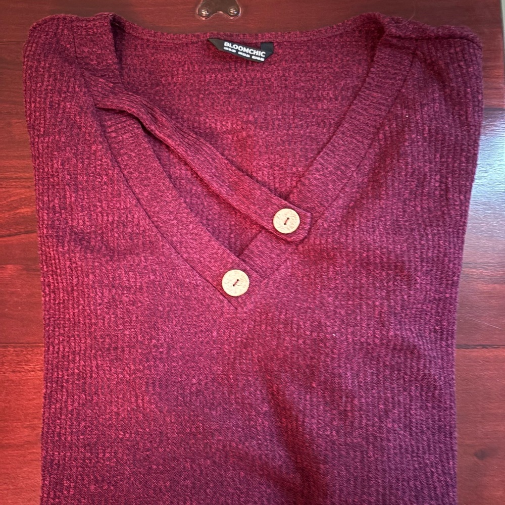 BloomChic Red V-Neck Sweater